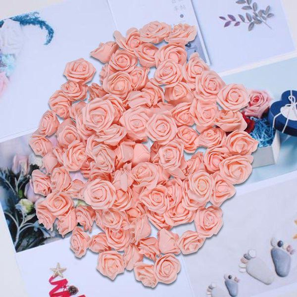 

decorative flowers & wreaths 100pcs / bag 6cm foam rose heads artificial flower wedding decoration(peach pink)