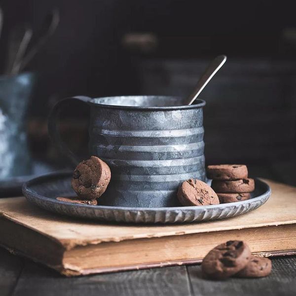 

retro iron handle cup vintage flower vase bucket wrought metal fruit coffee cup kettle pgraphy props home decoration