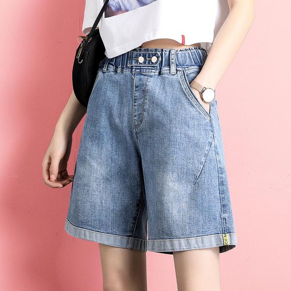

women's jeans five point summer thin loose wide leg pants, Blue