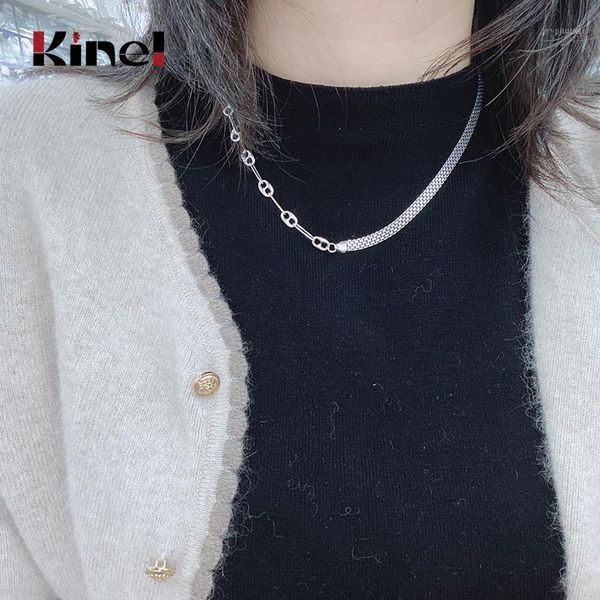 

chains kinel silver 925 jewelry asymmetrical pig nose necklaces for women retro make old party gifts accessories wholesale1