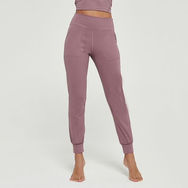 

luxury women's tracksuits yoga cloth 2021 running slim fit loose pant's casual pocket small foot yoga pants, Gray