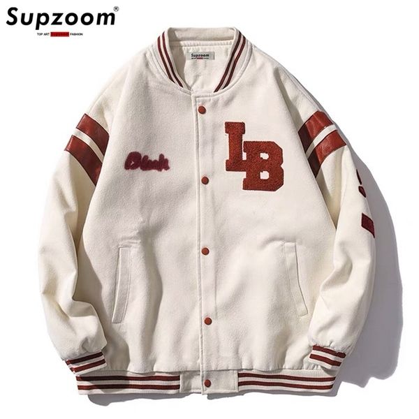 

arrival single breasted spliced letter brand clothing bomber jacket men loose baseball uniform female winter coat 211126, Black;brown