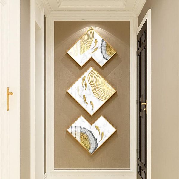 

frames 3pcs porch decoration hanging picture crystal porcelain painting for entrance door ornaments metal po frame modern triptych