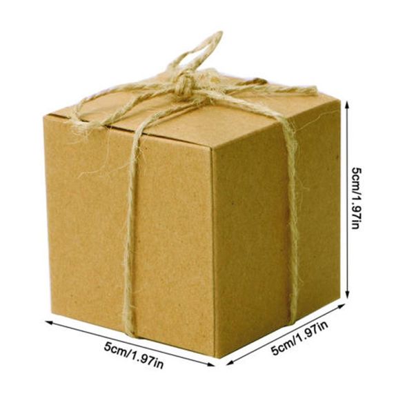 

50pcs kraft paper square gift boxes candy cake cookie party wedding tag ropes