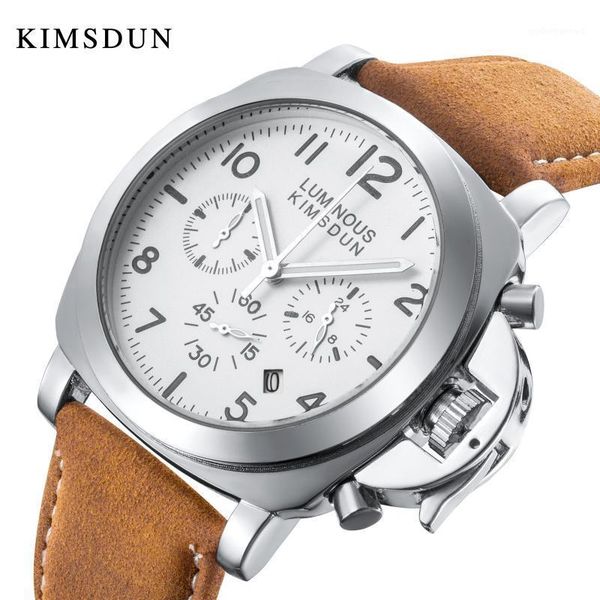

chronograph watches multifunctional small dials working mens sport watch luminous wristwatches, Slivery;brown