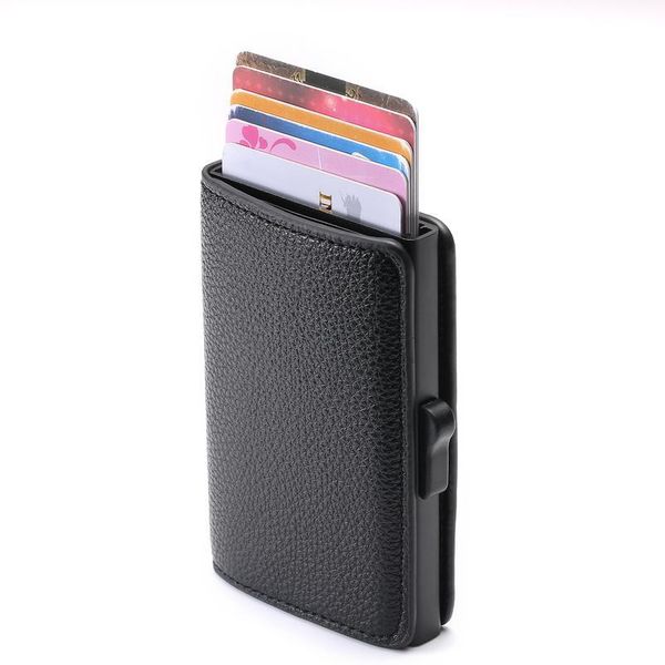 

bycobecy credit card holder aluminum box fashion soft leather slim card case rfid blocking card wallet for travel new jllzmx