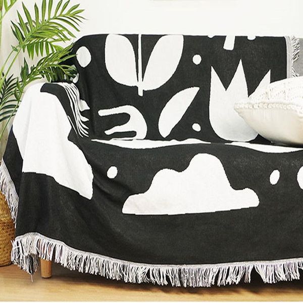

nordic abstract geometry throw blanket multifunction black white decoration slipcover cobertor sofa bed car soft sheet blankets