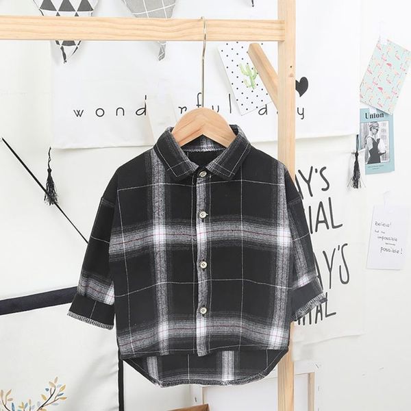 

shirts baby clothes spring and autumn boy's shirt long-sleeved cotton plaid printted, White;black