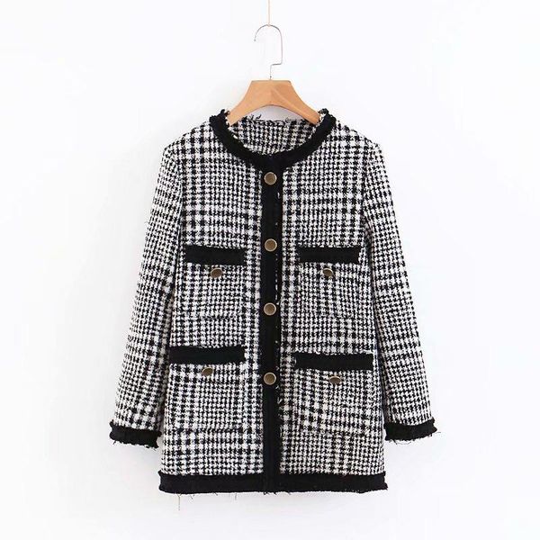 

women's jackets women arrival week 8-75-8260 europe fashion style tweed soft long casual suit jacket, Black;brown