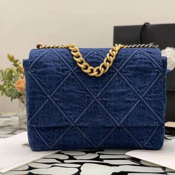 

designer shoulder women handbags lattice thread hasp hardware two color chain fashion canvas bag with travel denim purse lady messenger shop