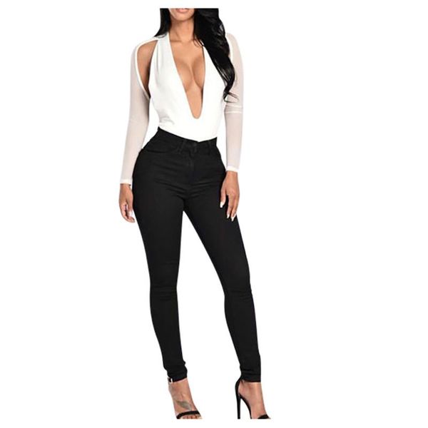 

women's pants & capris women pencil jeans casual stretch denim skinny big size high waist trousers fashion female plus, Black;white