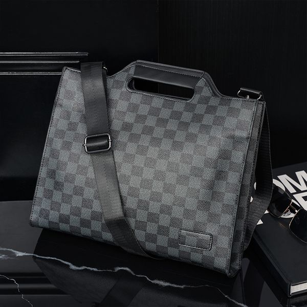 

bag handbag lattice tide brand large capacity men's korean version business document envelope fashion messenger, Black;red