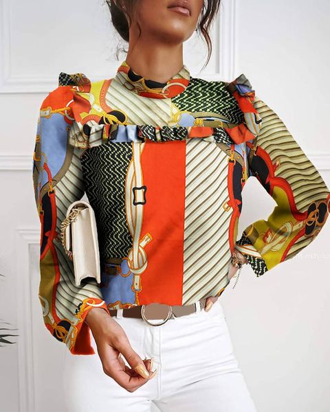 

women's blouses & shirts hhdmv 2021 women fashion street girl style shirt long sleeve round collar printed comfortable colorful, White