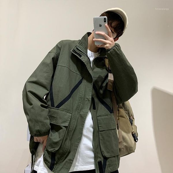 

men's jackets autumn coats korean style streetwear casual plus oversize handsome all-match windbreaker jacket, Black;brown
