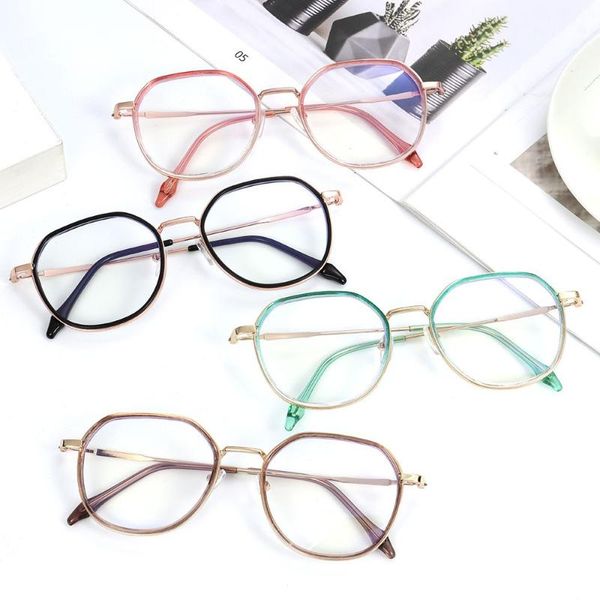 

sunglasses women vision care anti-uv blue rays glasses metal frame round computer goggles eyeglasses, White;black