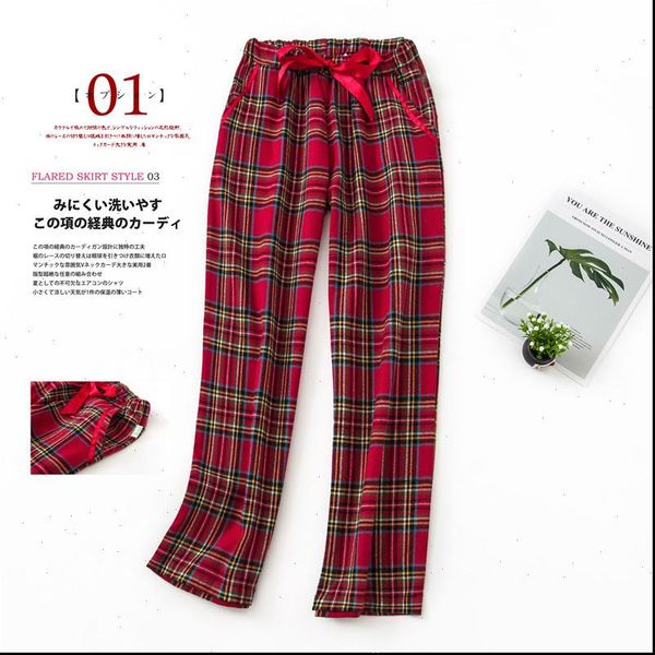 

autumn and winter trousers new large size sleep pants men and women cotton red plaid home 100% cotton trousers, Black;white