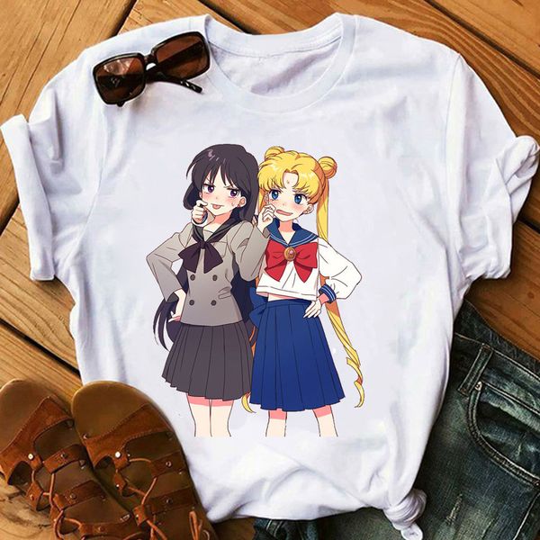 

goth cute cartoon sailor moon tshirts sailor mars harajuku vintage t shirt women clothes tshirt streetwear womens clothing c030501, White