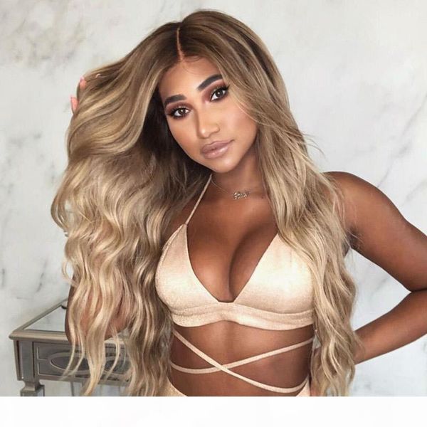 

ombre transparent lace 13x6 lace front human hair wigs with baby hair peruvian highlight wavy blonde full wigs for women, Black;brown