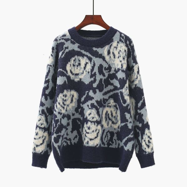 

western jacquard sweater women's pullover autumn winter 2020 new korean loose wear soft waxy long sleeve t-shirt, White;black