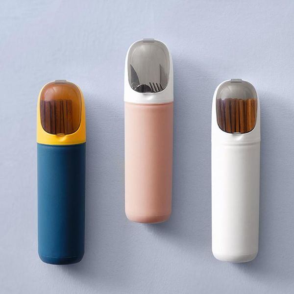 

kitchen storage & organization japanese chopsticks holder cutlery box with lid tableware dust drain rack chopstick cage hone drying tools