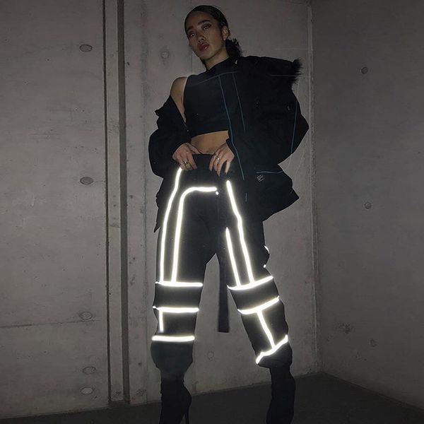

reflection new 2021 high cargo women streetwear harem trousers female pantalon femme pants c mkrr, Black;white