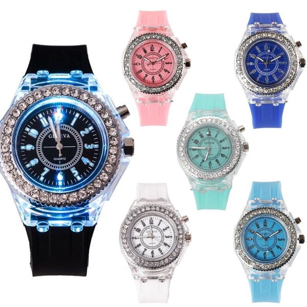 

wristwatches x7af fashion women geneva led backlight crystal quartz wrist watch sport waterproof, Slivery;brown