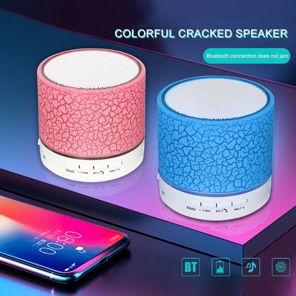 A9 Glare Crack Bluetooth Speaker Mini Portátil LED Subwoofer Cartão U-Disco Áudio Universal