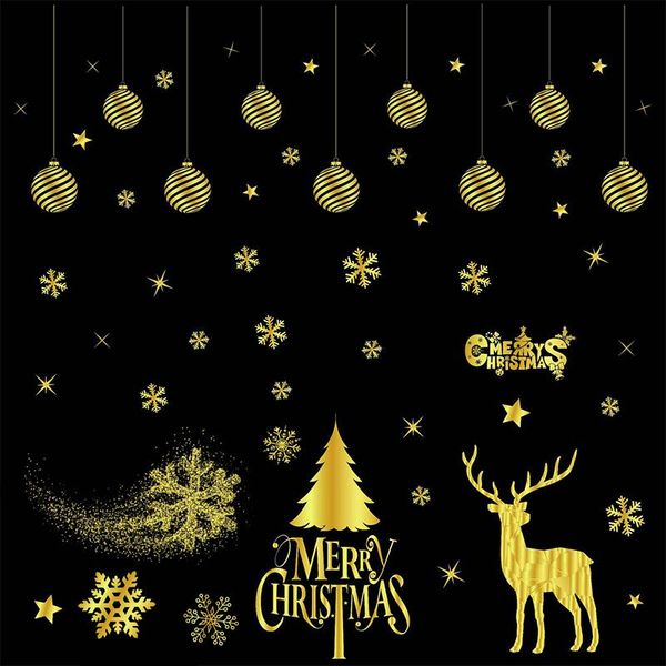 

wall stickers glass window merry christmas decorations electrostatic elk snowflake pvc film decals year home decor