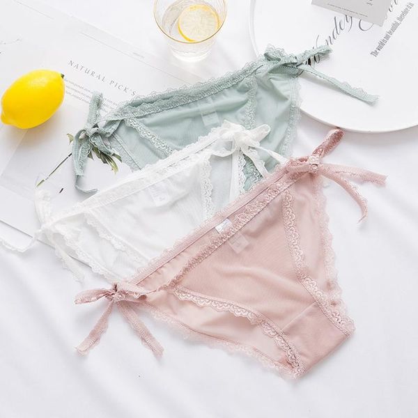 

women's panties g-string intimates seamless underwear ladies multicolor side tie fashion bowknot lace thongs briefs shorts, Black;pink