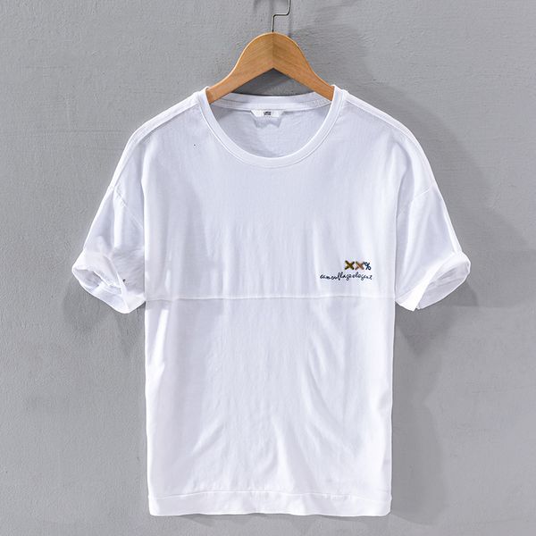 

2021 new vero nova marca de linho branco camisa masculina moda casual camiseta para homens solto em torno do pescoo t camisas masculinas bor, White