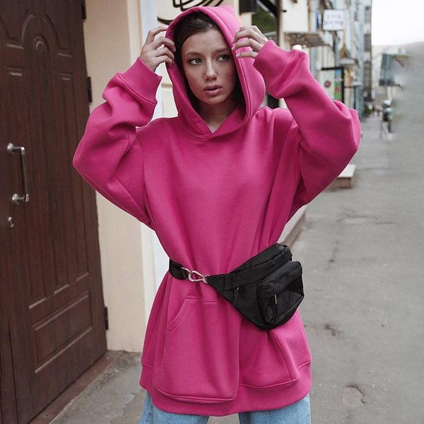 

casual loose woman fleeces sweatshirt hoodies fashion rose red black street autumn winter ladies oversize harajuku hoodies