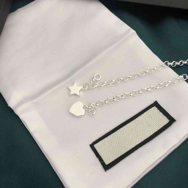 

s925 sterling silver ancient family love star female fashion lovely little fresh peach heart double-sided tassel bracelet, Black