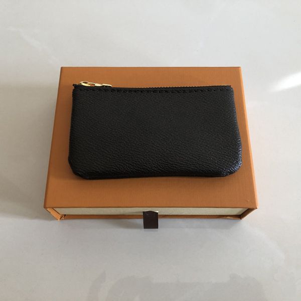 

designer special offer 4-color key zipper coin purse leather women wallet with box dust bag certificate, Black