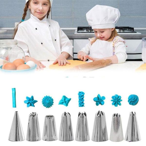 

baking & pastry tools 14pcs silicone cake decoration nozzle set icing piping cream bag 6 stainless steel diy kitchen accessories