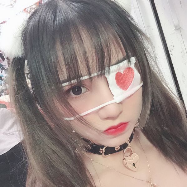 

anime cosplay eye mask lolita girls cute japanese costume accessories kawaii lace blindfold, Red;black