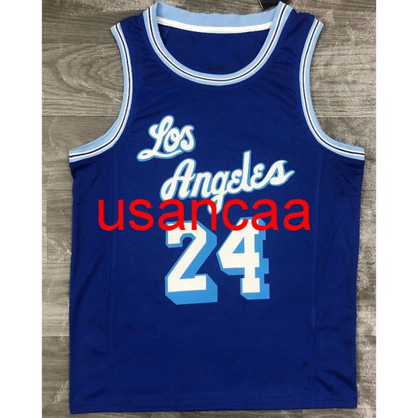 Camiseta de baloncesto azul retro para hombre 24# Bryant temporada 2021 S,M,L,XL,XXL