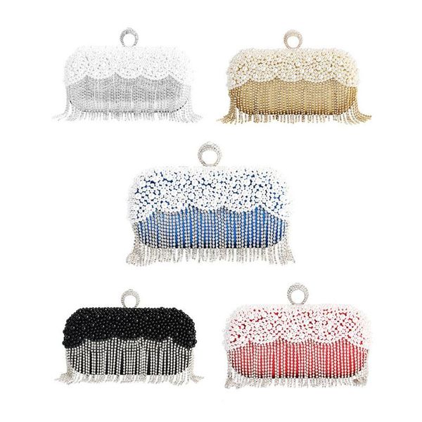 

evening bags fashion women party diamond female shoulder bag classical pearl bridal wedding rhinestone tassel crystal cross body