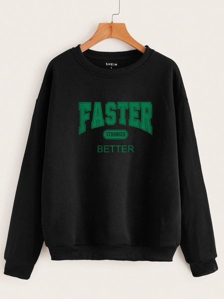 

letter graphic drop shoulder thermal pullover k3vi#, White;black