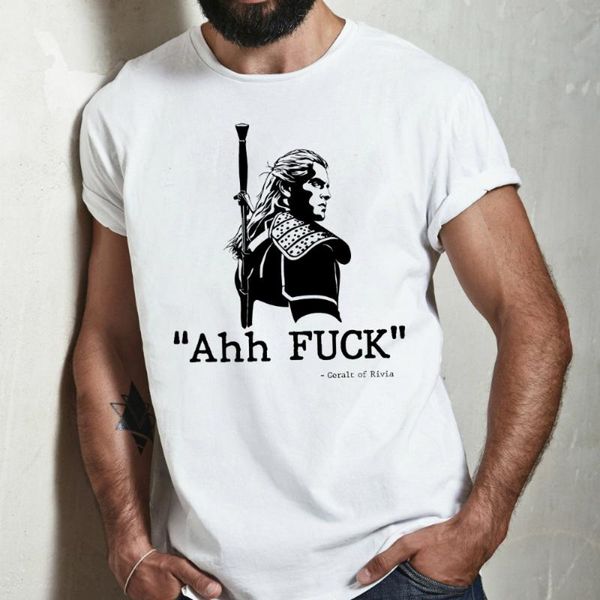 

men's print t-shirts hmmm geralt of rivia t-shirt cool geralt of rivia graphic tee game fans gift, White;black