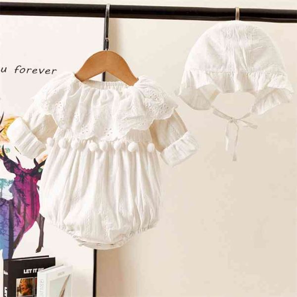 

autumn korean style baby girls cotton princess romper long sleeve jumpsuits born crawling clothes 210816, Blue