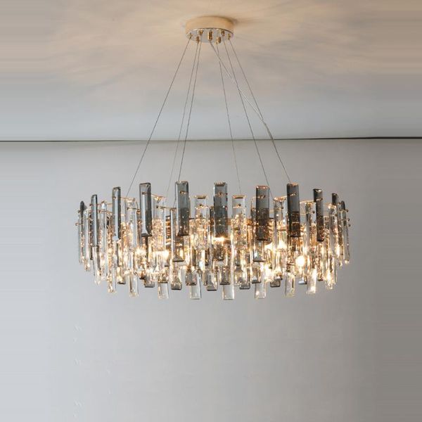 

chandeliers led postmodern crystal iron round oval chandelier lighting lustre suspension luminaire lampen for dinning room