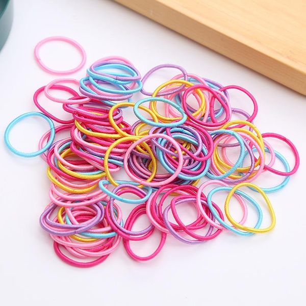 

hair accessories wholesale children's bands 100 pieces per bag tie headband cute japanese korean style high elastic rubber, Slivery;white