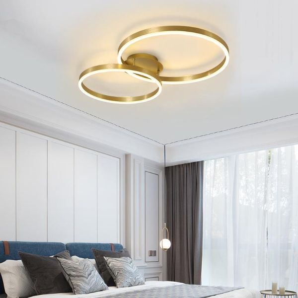 Moderna plafoniera a led nella camera da letto soggiorno in alluminio spazzolato oro anelli creativi lampada dal design nordico luci di progetto