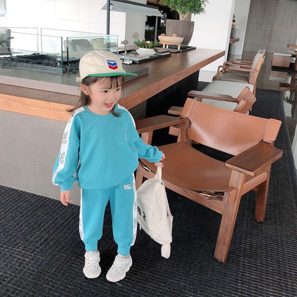 

wear spring 2021 new children's baby two piece set korean girls' rabbit sports suit, White