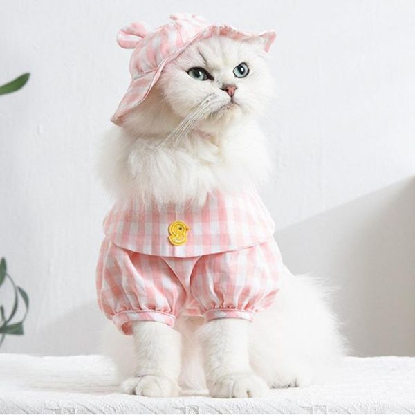 

cat costumes breathable plaid shirt puppy kitten vest pet clothes blue fashion dog