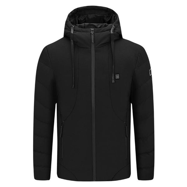 

men's jackets men and women heating winter usb charging 5-zone three gear temperature control classic zipper hooded coat, Black;brown