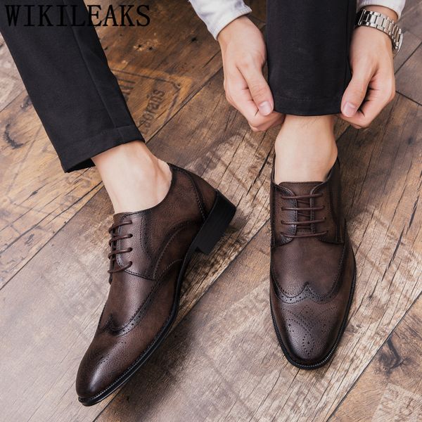 

brogues black business shoes men oxford leather brown dress designer shoes men elegant fashion wedding mens shoes casual luxury