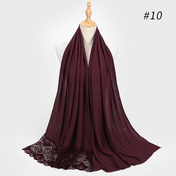 

scarves fashion plain scarf patchwork morde cotton wrinkle hijab pearl pleated stitching muffler muslim 14 colors, Blue;gray