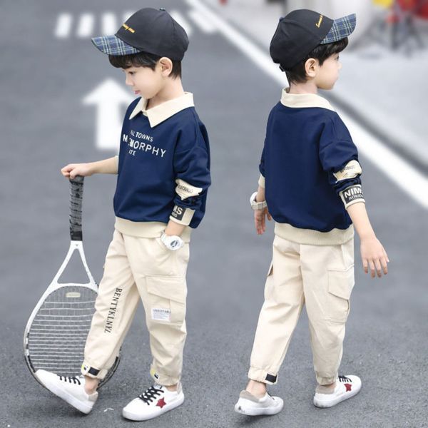 

spring suit 2021 boys' new children's wear two piece set, White