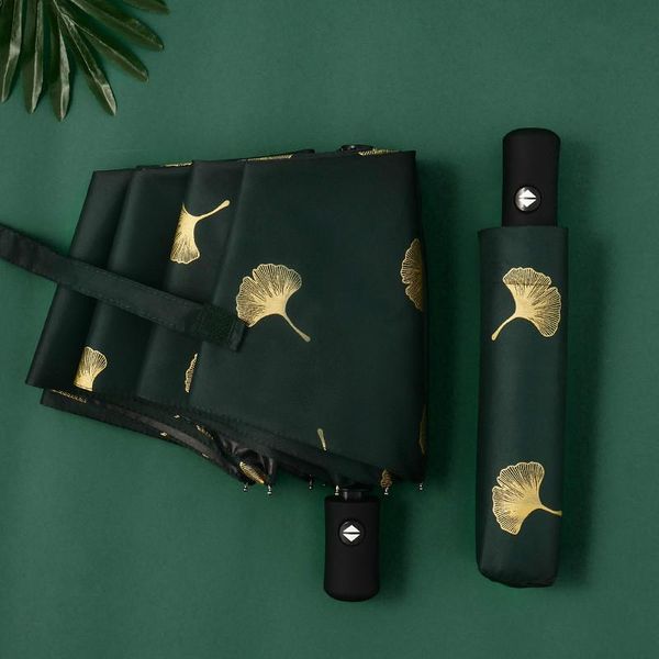 

umbrellas automatic fashion windproof folding rainy leaves for women parasol uv leaf